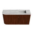 Mondiaz JOYA-DLUX Meuble de salle de bains 81,6cm - arrondi gauche couleur Ruby - Vasque FAYE position Droite 1 trou de robinet couleur Glace SW1423561