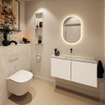 MONDIAZ TURE-DLUX Meuble toilette - 100cm - Talc - EDEN - vasque Ostra - position centrale - sans trou de robinet SW1104673