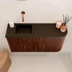 Mondiaz JOYA 81.6cm toiletmeubel - ronding rechts kleur Ruby - Wastafel FAYE positie Links Zonder kraangat kleur Urban. SW1421854