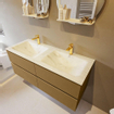 Mondiaz VICA-DLUX ensemble de meuble de salle de bain - 120cm - meuble sous-vasque oro - 4 tiroirs - lavabo encastré cloud double - 2 trous de robinet - version haute de 60cm - opalo SW1086622