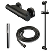 Brauer Black Carving Douchekraan opbouw - glijstang - 1 functie - 2 carving knoppen - handdouche Staaf 1 stand - mat zwart SW1164557