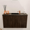 Mondiaz JOYA-DLUX Meuble de salle de bains - 70cm - couleur Walnut - Vasque FAYE position Milieu 1 trou de robinet couleur Lava SW1422441