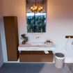 Mondiaz ALAN-DLUX Ensemble de meuble - 120cm - meuble Rust mat - 1 tiroir - Lavabo Cloud Glace suspendu - vasque Centre - 0 trous de robinet SW806120