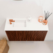 Mondiaz JOYA 70cm toiletmeubel - kleur Ruby - Wastafel FAYE positie Links 1 kraangat kleur Talc. SW1421711