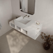 Ideavit Solidtetris Lavabo mural - 120x40x40cm - Solid Surface - 5 compartiments de rangement - blanc mat SW1478093