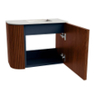 Mondiaz JOYA-DLUX Meuble de toilette - 51,6cm - arrondi gauche couleur Ruby - Vasque FAYE position droite Sans trou de robinet couleur Opalo SW1423723