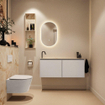 MONDIAZ TURE-DLUX Meuble toilette - 120cm - Linen - EDEN - vasque Frappe - position gauche - 1 trou de robinet SW1102861