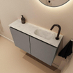 MONDIAZ TURE-DLUX Meuble toilette - 80cm - Smoke - EDEN - vasque Opalo - position droite - 1 trou de robinet SW1104577