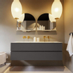MONDIAZ VICA-DLUX Ensemble meuble de salle de bains - 150cm - meuble bas dark grey - 2 tiroirs - lavabo encastré cloud double - sans trous de robinetterie - version haute 60cm - frape SW1088845