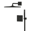 Grohe Precision Mitigeur thermostatique Ensemble de douche Perfect - douche de tête carrée - douchette à main stick - y compris coude de raccord mural - noir mat SW1440571