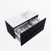 MONDIAZ VICA 100cm meuble sous lavabo Urban 2 tiroirs. Lavabo MOON droite 1 trou de robinet, couleur Talc. SW1381839