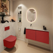 MONDIAZ TURE-DLUX Meuble toilette - 100cm - Fire - EDEN - vasque Opalo - position gauche - sans trou de robinet SW1104289