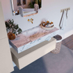 Mondiaz ALAN-DLUX Ensemble de meuble - 110cm - meuble Linen mat - 1 tiroir - Lavabo Cloud Glace suspendu - vasque Centre - 0 trous de robinet SW805603