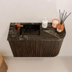 Mondiaz JOYA-DLUX 61.6cm toiletmeubel - ronding rechts kleur Walnut - Wastafel FAYE positie Links 1 kraangat kleur Lava. SW1422462