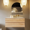 MONDIAZ VICA-DLUX Ensemble meuble de salle de bains - 110cm - meuble bas chêne lavé - 2 tiroirs - lavabo encastré cloud à droite - sans trous de robinet - version haute 60cm - opalo SW1088439