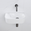 QeramiQ Fuente Ensemble de Lavabo - 40x21.5x12cm - lisse - demi-rond - céramique - ensemble de robinet gunmetal - bouchon de vidange - siphon abaissé - blanc brillant SW1233114