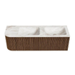 MONDIAZ KURVE-DLUX 145cm Meuble salle de bain avec module 25 G - couleur Walnut - 1 tiroir - 1 porte - vasque LEAF double / droite - sans trou de robinet - couleur Frappe SW1137477