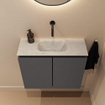 MONDIAZ TURE-DLUX Meuble toilette - 60cm - Dark Grey - EDEN - vasque Opalo - position centrale - sans trou de robinet SW1104288