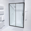 FugaFlow ID06 Quick Fit porte de douche coulissante - 110x190cm - 6mm verre de sécurité - profilé aluminium - anti calcaire - Noir mat SW999902