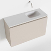 MONDIAZ OLAN Kit lave-mains - 80x30x40cm - 0 trou de robinet - 1 tiroir - lin mat - lavabo à droite - Solid Surface Blanc SW473401