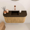 Mondiaz JOYA 73.2cm meuble de toilette - arrondi gauche et droite couleur Chêne - Vasque FAYE position Milieu Sans trou de robinet couleur Urban SW1421224
