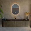 Mondiaz KURVE Ensemble meuble de salle de bains - 170x46x40cm - 1 tiroir - 2 portes - vasque solid surface - centre - 1 trou de robinet - Shadow SW1414270