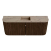 Mondiaz JOYA-DLUX Meuble de salle de bains 103.2cm - arrondis gauche et droite couleur Walnut - Vasque FAYE position Milieu Sans trou de robinet couleur Arena SW1424381