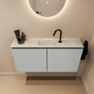 MONDIAZ TURE-DLUX Meuble toilette - 100cm - Greey - EDEN - vasque Opalo - position centrale - 1 trou de robinet SW1104370