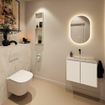 MONDIAZ TURE-DLUX Meuble toilette - 60cm - Talc - EDEN - vasque Ostra - position centrale - sans trou de robinet SW1104644