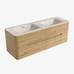 Mondiaz CIRO-DLUX Meuble de salle de bains - 140x45x50cm - Vasque solid surface Nata - 2 bassins Double - sans trous de robinetterie - 4 tiroirs - Chêne SW1531464