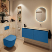 MONDIAZ TURE-DLUX Meuble toilette - 120cm - Jeans - EDEN - vasque Frappe - position droite - sans trou de robinet SW1102853