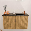 Mondiaz JOYA-DLUX 70cm toiletmeubel - kleur Oak - Wastafel FAYE positie Rechts 1 kraangat kleur Lava. SW1422021