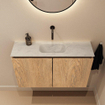 MONDIAZ TURE-DLUX Meuble toilette - 80cm - Washed Oak - EDEN - vasque Opalo - position centrale - sans trou de robinet SW1104627