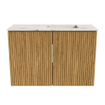 Mondiaz JOYA-DLUX 60cm toiletmeubel - kleur Oak - Wastafel FAYE positie Rechts Zonder kraangat kleur Nata. SW1424001