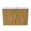 Mondiaz JOYA-DLUX 60cm toiletmeubel - kleur Oak - Wastafel FAYE positie Links Zonder kraangat kleur Ostra. SW1422189