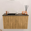 Mondiaz JOYA-DLUX 70cm toiletmeubel - kleur Oak - Wastafel FAYE positie Links 1 kraangat kleur Lava. SW1422063
