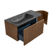 MONDIAZ KURVE-DLUX 95cm Meuble salle de bain avec module 25 D - couleur Walnut - 1 tiroir - 1 porte - vasque BIG SMALL gauche - 1 trou de robinet - couleur Lava SW1137221