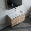 Saniclass Foggia Plan vasque 100x46cm sans trous de robinet avec trop plein et vasque simple marbre minéral Blanc mat SW542360