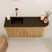 Mondiaz JOYA 81.6cm meuble de toilette - arrondi droite couleur Chêne - Vasque FAYE position Gauche Sans trou de robinet couleur Urban SW1421213