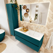 Mondiaz VICA ensemble de meuble de salle de bain - 120cm - meuble sous-vasque smag - 2 tiroirs - lavabo moon droite - sans trous de robinet - couleur talc - miroir LED - version XL 60cm de haut SW1091278