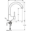 Ideal Standard Idealform Plus 1 gats keukenkraan met gebogen uitloop chroom SW76403