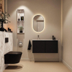 MONDIAZ TURE-DLUX Meuble toilette - 100cm - Urban - EDEN - vasque Glace - position gauche - sans trou de robinet SW1103155