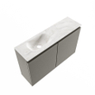 MONDIAZ TURE-DLUX Meuble toilette - 80cm - Smoke - EDEN - vasque Ostra - position gauche - sans trou de robinet SW1105157