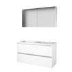 Basic-Line Comfort 46 ensemble de meubles de salle de bain 120x46cm sans poignée 2 tiroirs lavabo acrylique 2 trous de robinetterie armoire de toilette mdf laqué blanc glacier SW350981