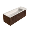 MONDIAZ KURVE-DLUX Meuble de salle de bains 125cm arrondi Droite couleur Walnut avec 1 tiroir et 1 porte. Lavabo BIG MEDIUM Gauche sans trou de robinet Meli. SW1431688