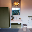 Mondiaz ALAN-DLUX Ensemble de meuble - 80cm - meuble Army mat - 1 tiroir - Lavabo Cloud Ostra suspendu - vasque Centre - 1 trou de robinet SW807445