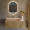 MONDIAZ KURVE-DLUX meuble de salle de bains 105cm arrondi Droite couleur Dusk avec 1 tiroir et 1 porte. Lavabo BIG SMALL Gauche 1 trou de robinet Saba. SW1433331