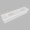 MONDIAZ ALAN 200cm - Ensemble meuble de salle de bains - solid surface - tablette avec lavabo suspendu - 2 bassins - 0 trous de robinet - talc SW408741