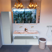 Mondiaz ALAN-DLUX Ensemble de meuble - 120cm - meuble Clay mat - 2 tiroirs - Lavabo Cloud Glace suspendu - vasque Gauche et droite - 0 trous de robinet SW806299