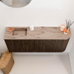 Mondiaz JOYA-DLUX 101.6cm toiletmeubel - ronding rechts kleur Walnut - Wastafel FAYE positie Links 1 kraangat kleur Arena. SW1424374